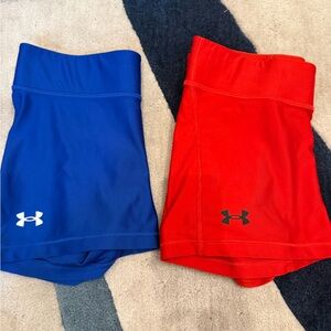Under Armour Dual Pack Blue and Red Shorts